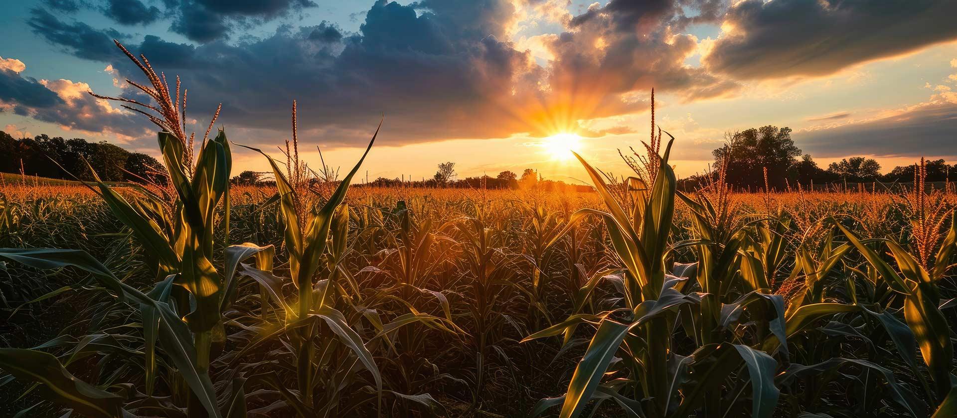 Sunset at the Cornfield in Ohio During the Summer